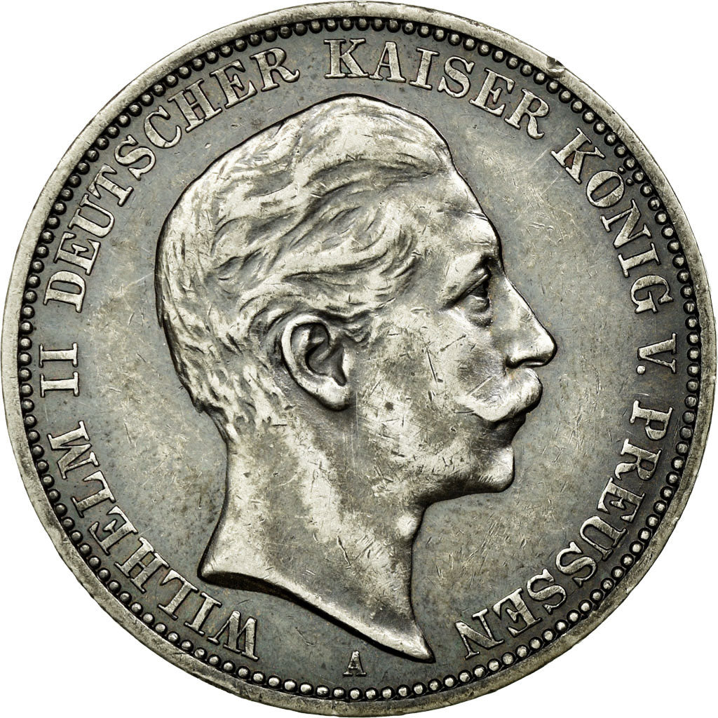 Coin, German States, PRUSSIA, Wilhelm II, 3 Mark, 1909, Berlin, EF(40-45)