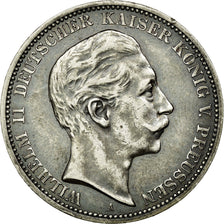 Coin, German States, PRUSSIA, Wilhelm II, 3 Mark, 1909, Berlin, EF(40-45)
