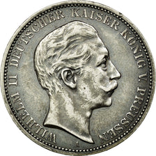 Moneda, Estados alemanes, PRUSSIA, Wilhelm II, 3 Mark, 1909, Berlin, MBC, Plata