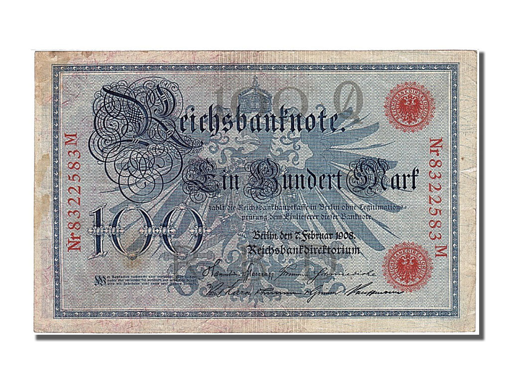Banknot, Niemcy, 100 Mark, 1908, 1908-02-07, EF(40-45)