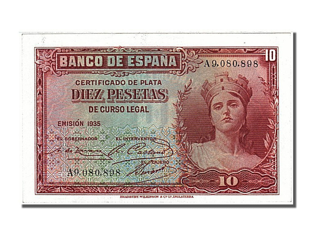 Geldschein, Spanien, 10 Pesetas, 1935, UNZ