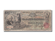 Argentina, 5 Pesos, 1888, KM #S1093a, 1888-01-01, VF(20-25), AO662258