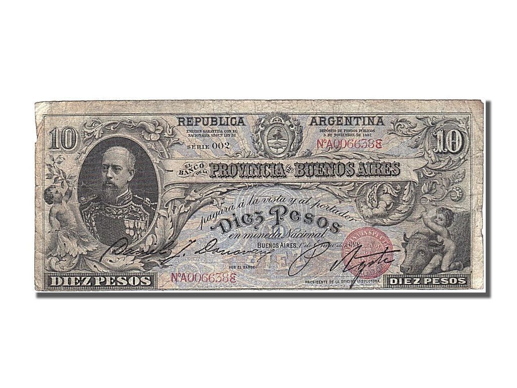 Argentina, 10 Pesos, 1888, KM #S1094a, 1888-01-01, VF(20-25), A0066388