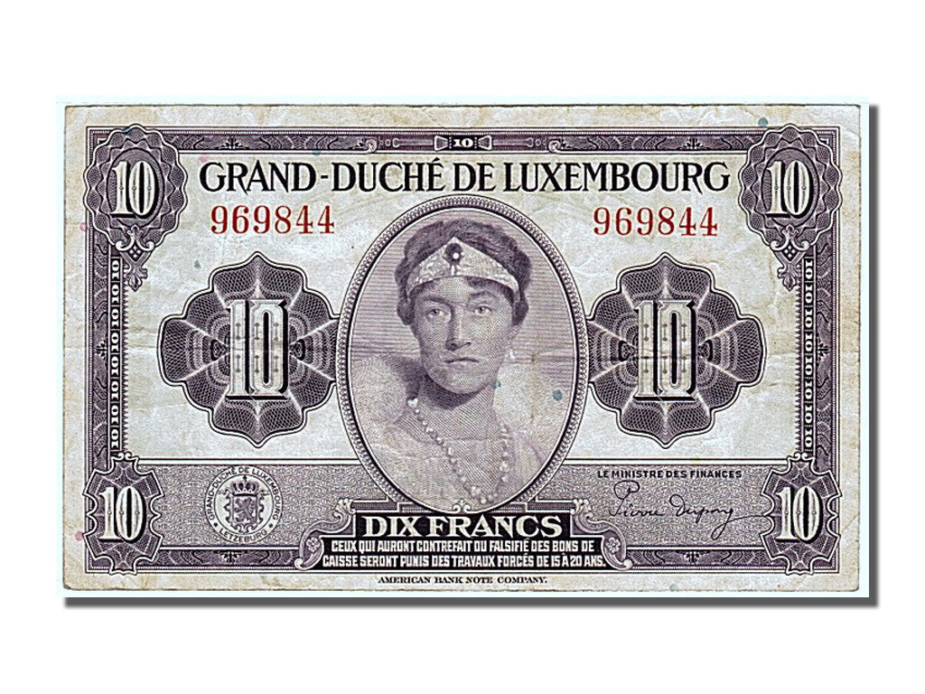Luxembourg, 10 Francs, KM #44a, EF(40-45), 969844