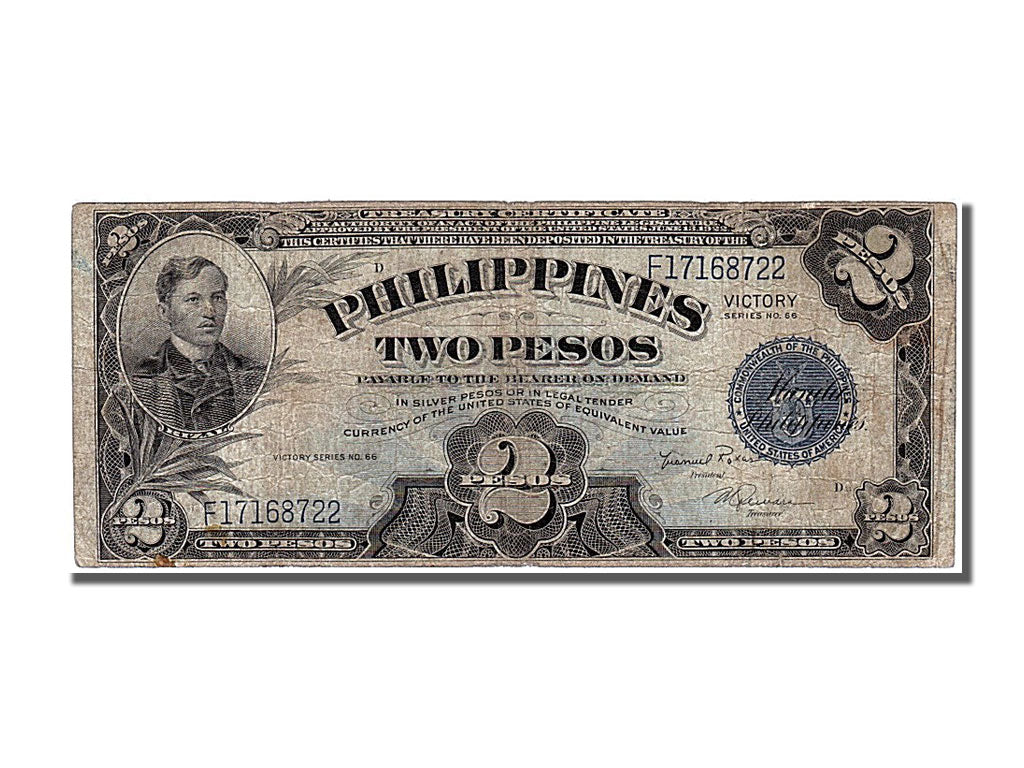 Philippines, 2 Pesos, 1944, KM #95a, EF(40-45), F 17168722