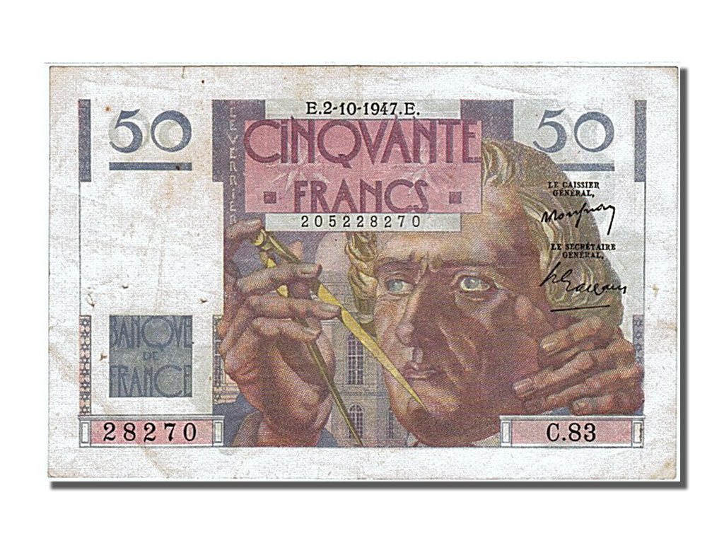 Francia, 50 Francs, 50 F 1946-1951 ''Le Verrier'', 1947, KM:127b, 1947-10-02,...