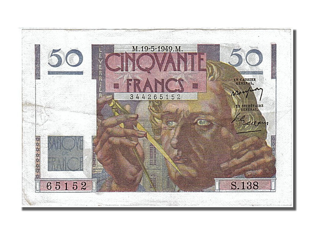 Francia, 50 Francs, 50 F 1946-1951 ''Le Verrier'', 1949, KM:127b, 1949-05-19,...