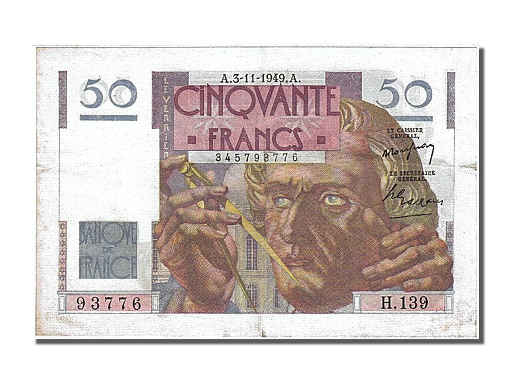 Banconote, Francia, 50 Francs, 50 F 1946-1951 ''Le Verrier'', 1949, 1949-11-03
