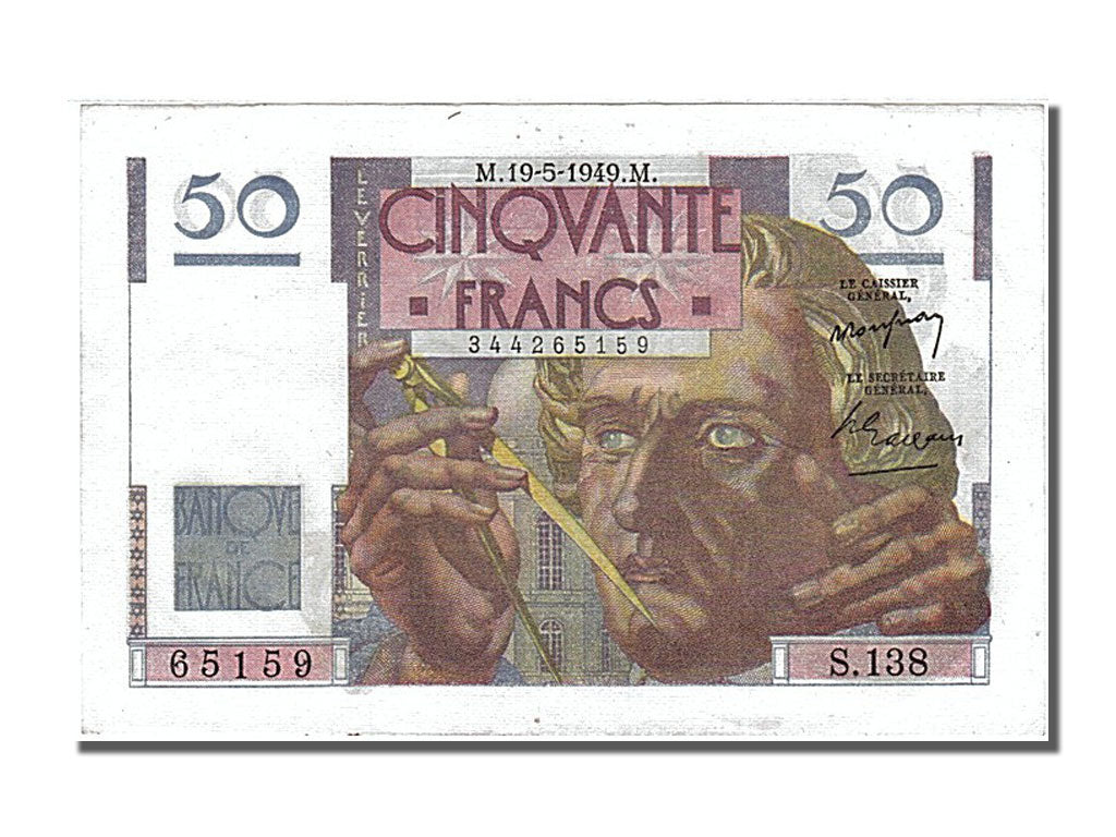 Banknot, Francja, 50 Francs, Le Verrier, 1949, 1949-05-19, UNC(63)