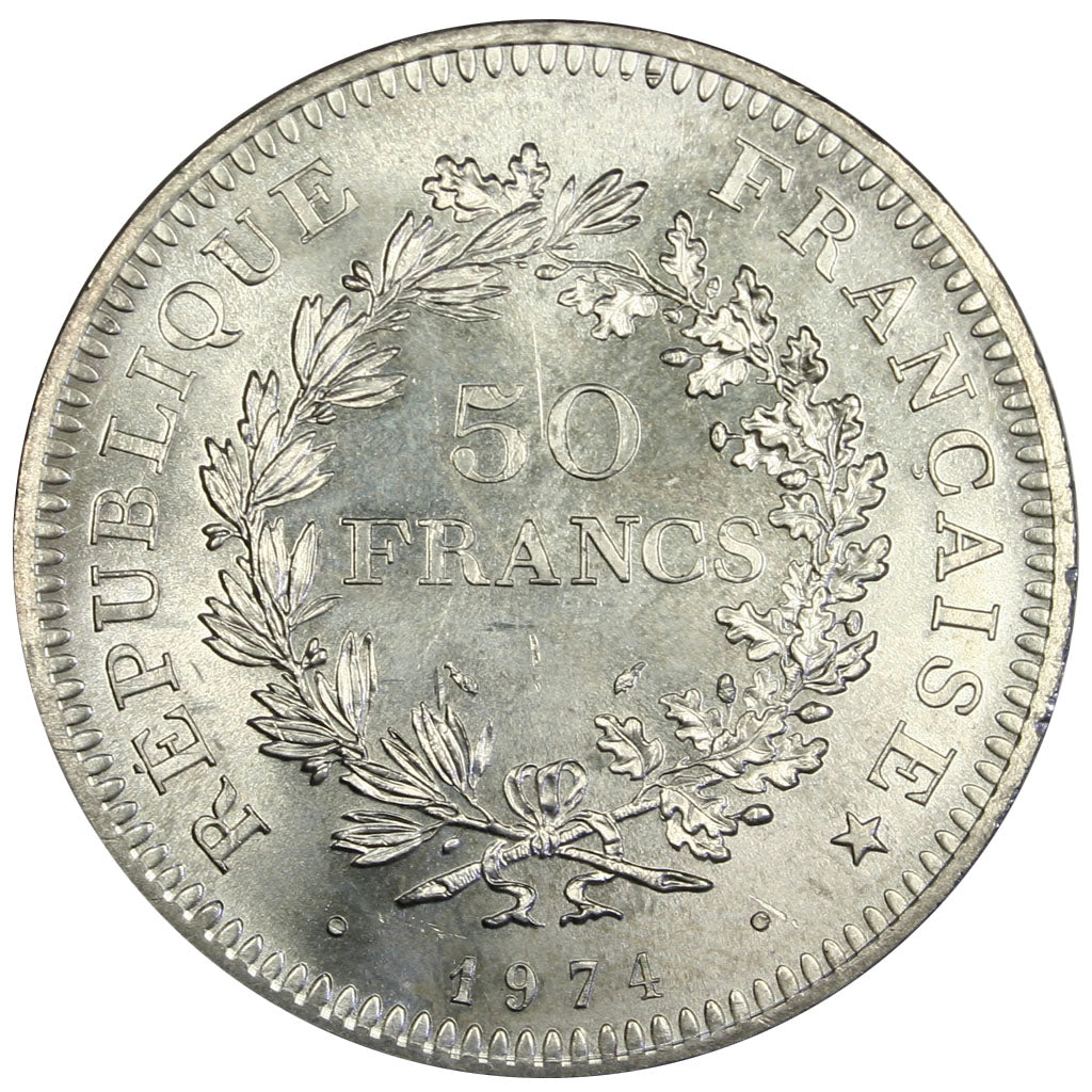 FRANCE, Hercule, 50 Francs, 1974, Paris, KM #941.1, AU(55-58), Silver, 41,...