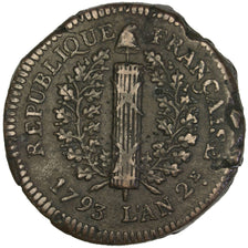 GERMAN STATES, 5 Sols, 1793, Mayence, KM #603, EF(40-45), Copper, Gadoury #67,..
