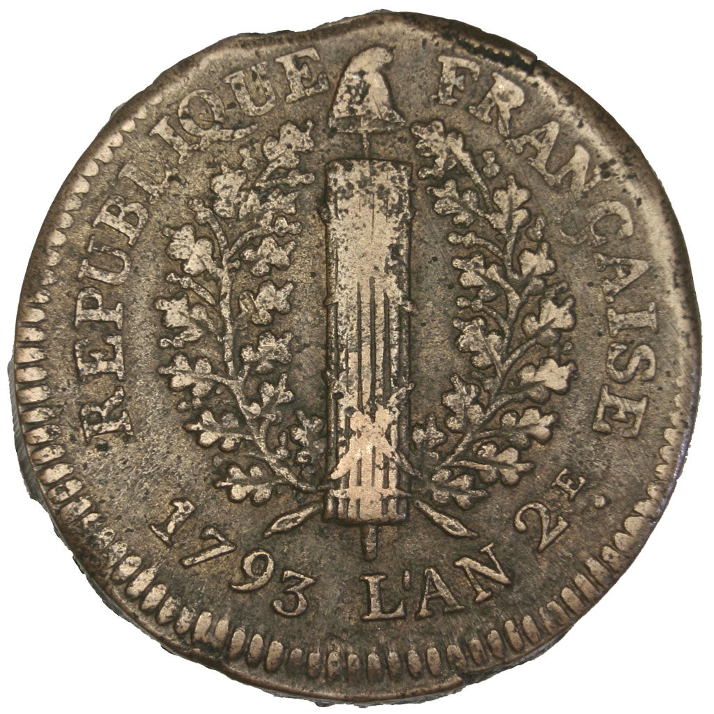 GERMAN STATES, 5 Sols, 1793, Mayence, KM #603, VF(30-35), Copper, Gadoury #67,..