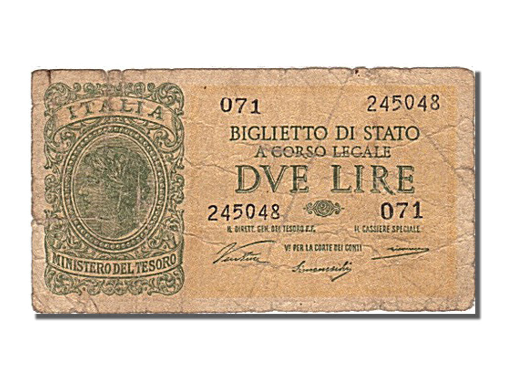 Italie, 2 Lire, type 1944