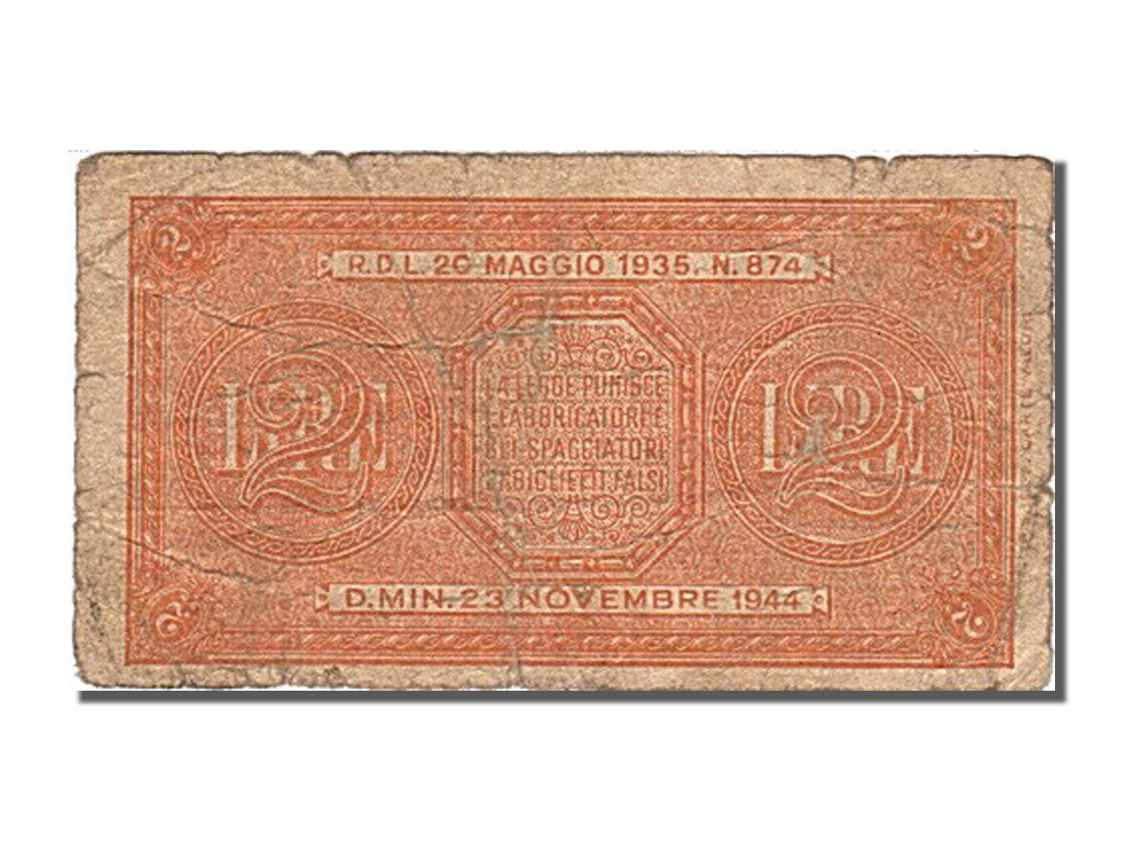 Italie, 2 Lire, type 1944