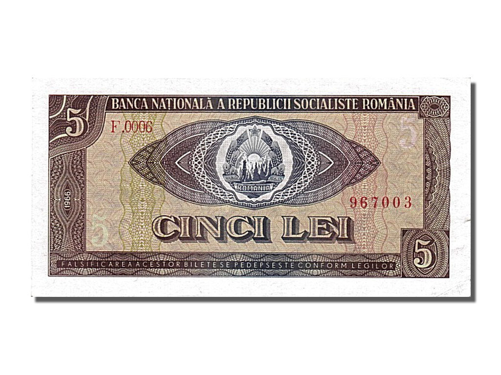 Romania, 5 Lei, 1966, KM #93a, UNC(63), F.0006