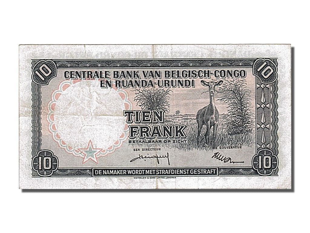 Belgian Congo, 10 Francs, 1958, 1958-10-01, EF(40-45), B/L 991641