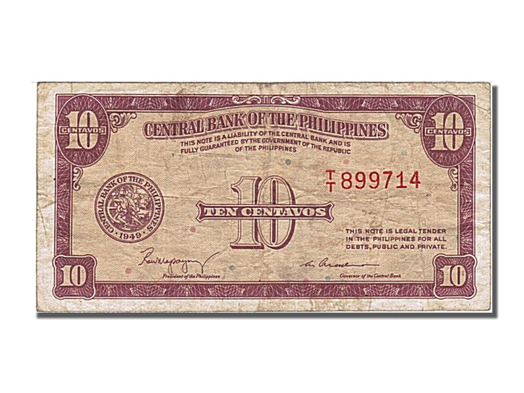 Philippines, 10 Centavos, 1949, KM #128a, EF(40-45), T/T 899714