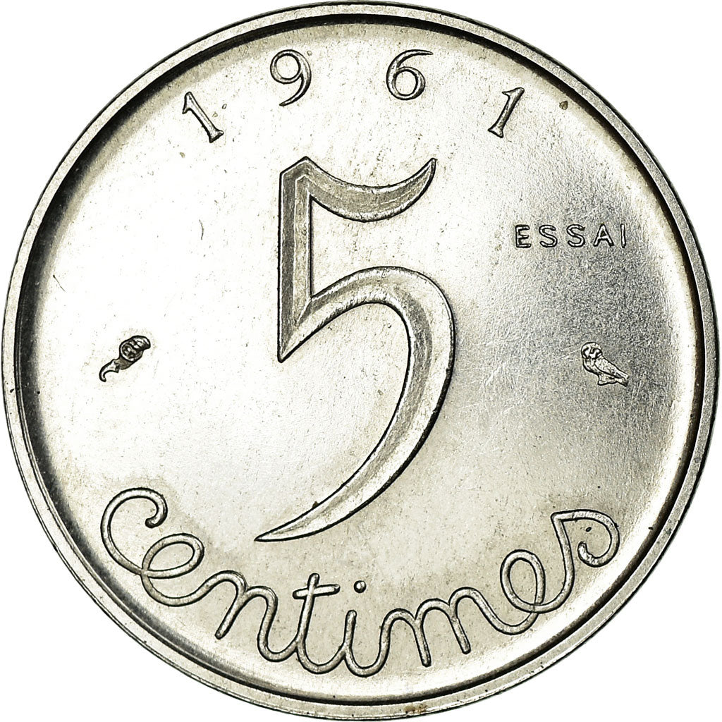 Monnaie, France, 5 Centimes, 1961, SUP+, Chrome-Steel, Gadoury:174