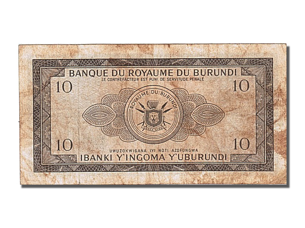 Burundi, 10 Francs, 1965, KM #9, 1965-02-25, EF(40-45), B723233