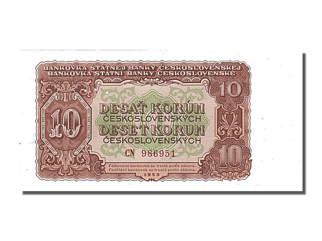 Czechoslovakia, 10 Korun, 1953, KM #83s, UNC(65-70), CN 986951