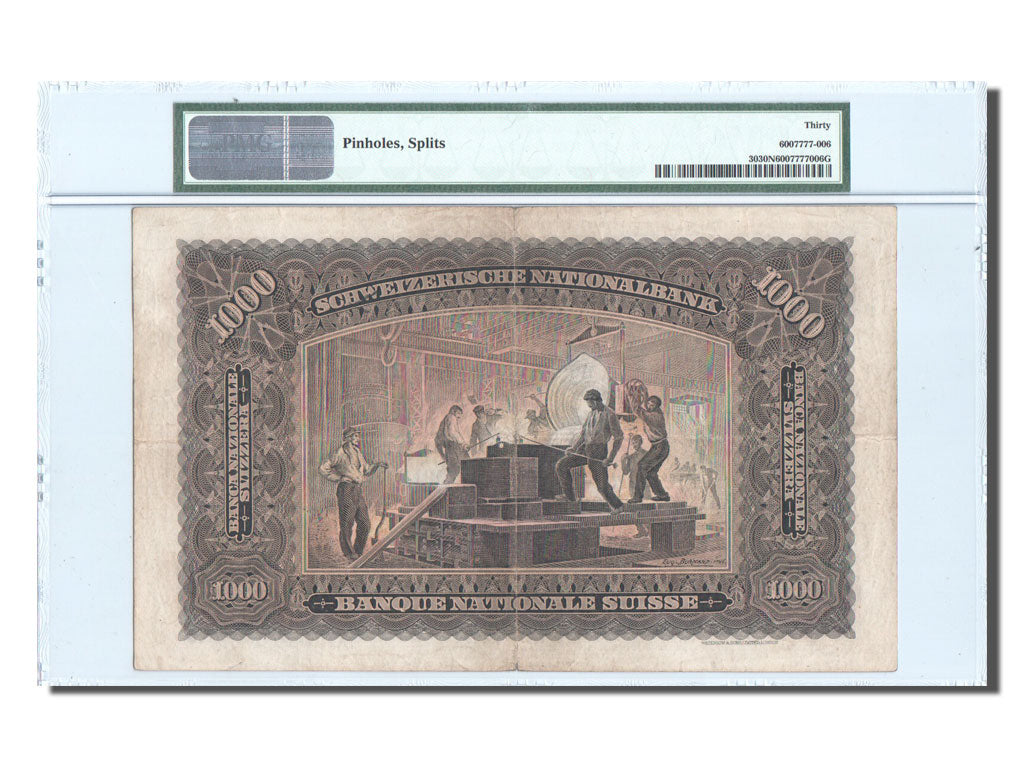 Geldschein, Schweiz, 1000 Franken, 1923, 1923-01-01, KM:30, graded, PMG