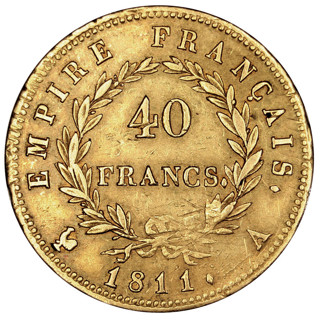 Francia, Napoléon I, 40 Francs, 1811, Paris, MB+, Oro, Gadoury:1084