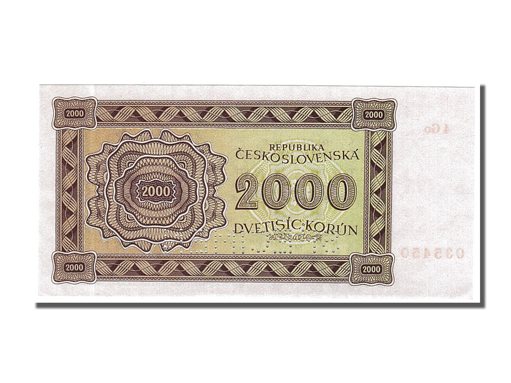 Czechoslovakia, 2000 Korun, 1945, KM #50As, UNC(65-70), 4 Go 035450