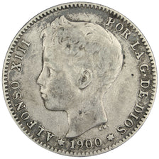 Spagna, Alfonso XIII, Peseta, 1900, Valencia, BB, Argento, KM:706