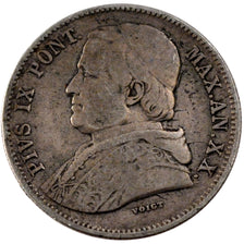 ITALIAN STATES, 20 Baiocchi, 1866, Roma, KM #1360a, VF(30-35), Silver, 5.21
