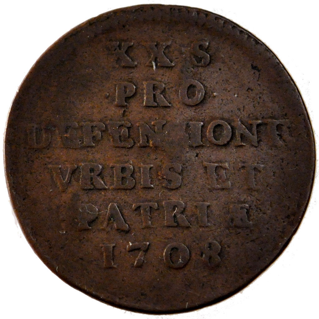 Coin, FRENCH STATES, LILLE, 20 Sols, 1708, Lille, VF(30-35), Copper