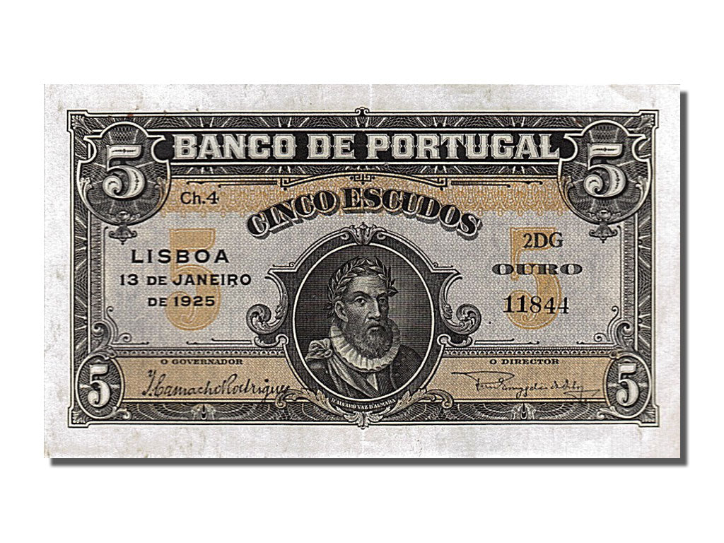 Portugal, 5 Escudos, 1925, KM #133, 1925-01-13, AU(55-58), 11844