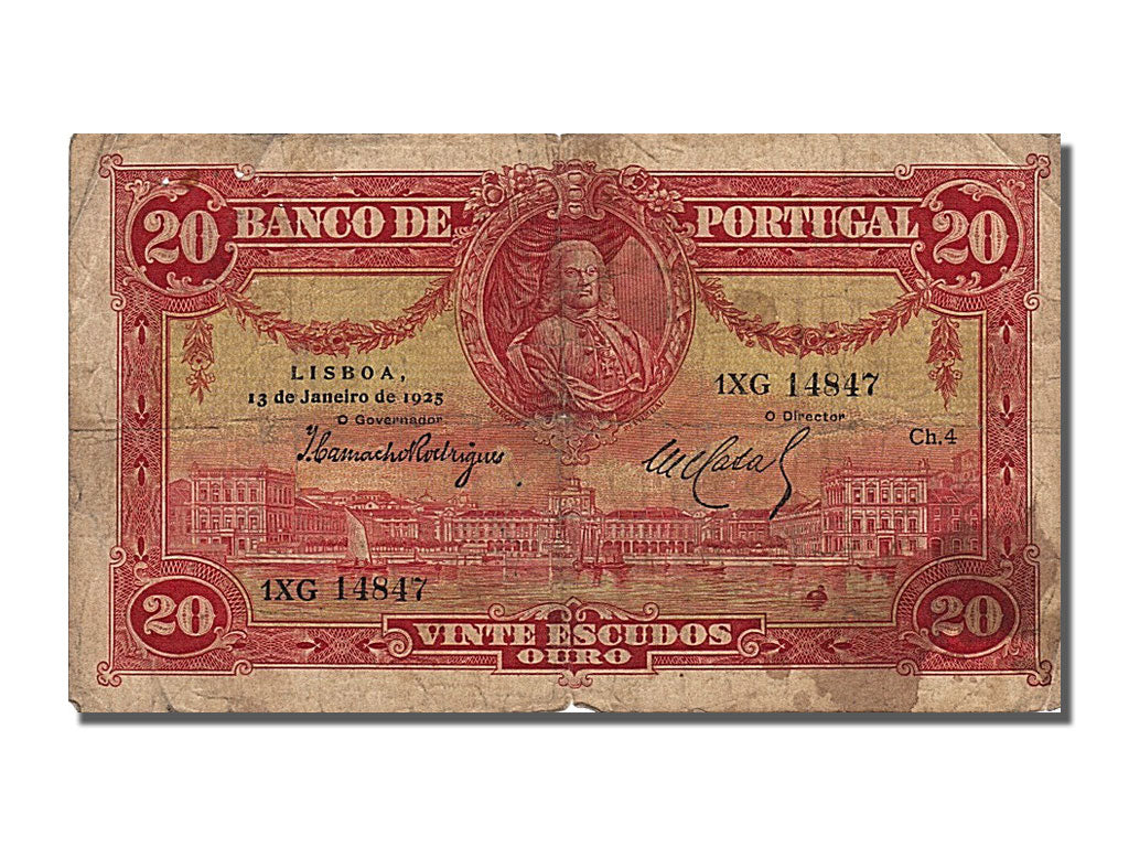 Banknote, Portugal, 20 Escudos, 1925, 1925-01-13, VF(20-25)