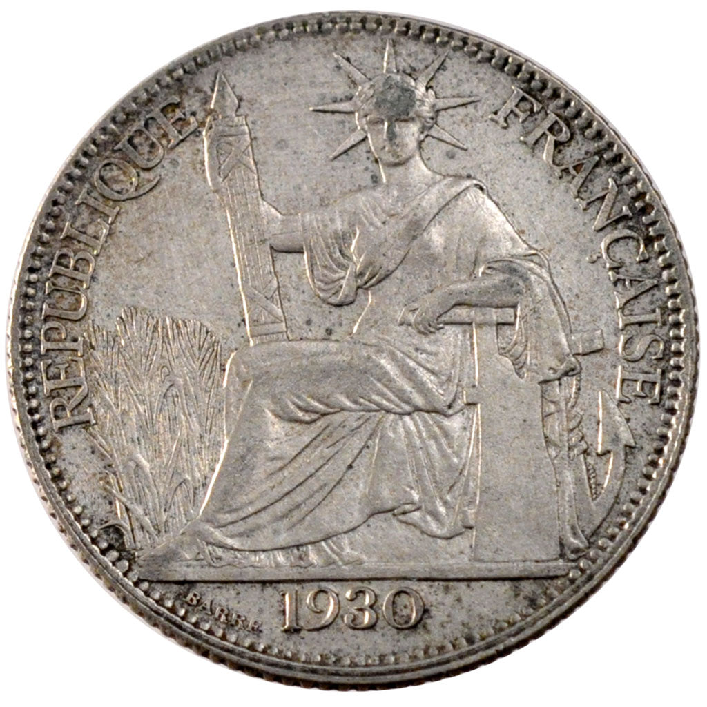 FRENCH INDO-CHINA, 20 Cents, 1930, Paris, KM #17.1, AU(50-53), Silver, 25.9,...