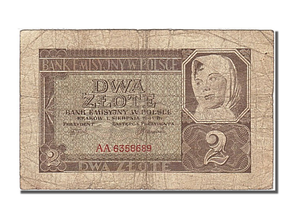 Poland, 2 Zlote, 1941, KM #100, 1941-08-01, F(12-15), AA 6358689