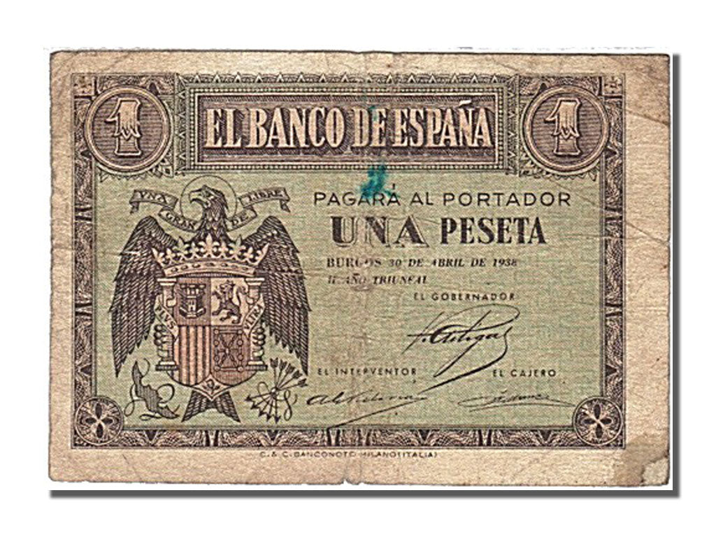 Espagne, 1 Peseta, type 1938
