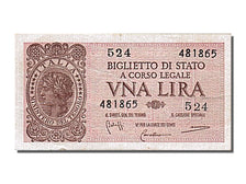 Italy, 1 Lira, 1944, KM #29b, 1944-11-23, AU(55-58), 524 481865