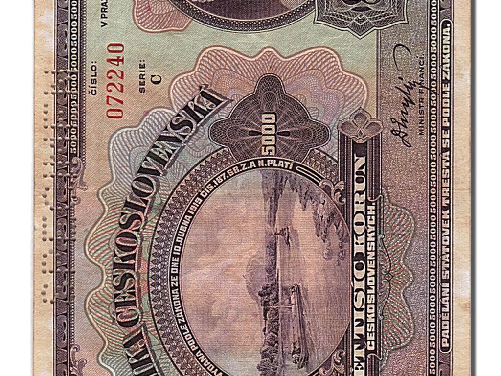 Cecoslovacchia, 5000 Korun, 1920, 1920-07-06, B+
