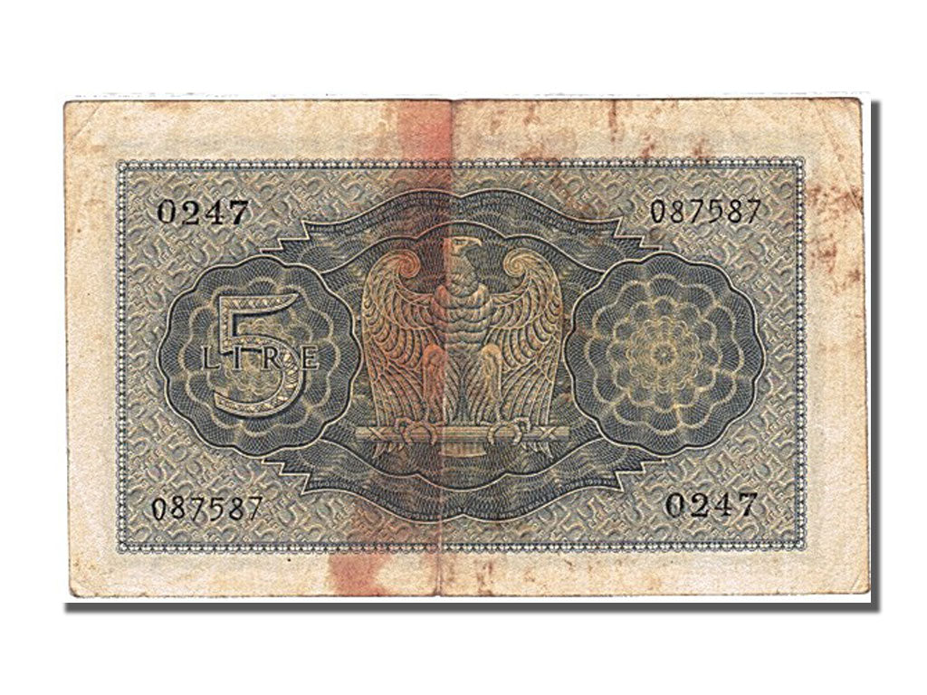 Italy, 5 Lire, 1940, KM #28, VF(20-25), 0247 087587