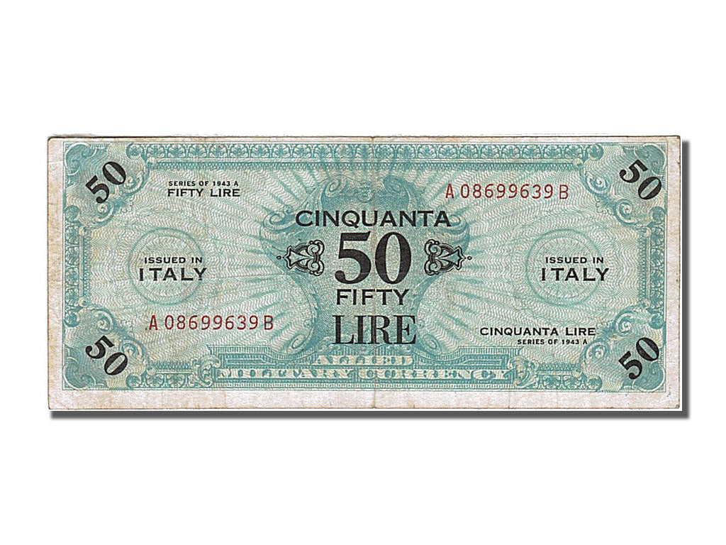 Italy, 50 Lire, 1943, KM #M20b, VF(30-35), A 08699639B