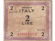 Italy, 2 Lire, 1943, KM #M11b, VF(20-25), A 09483927 A