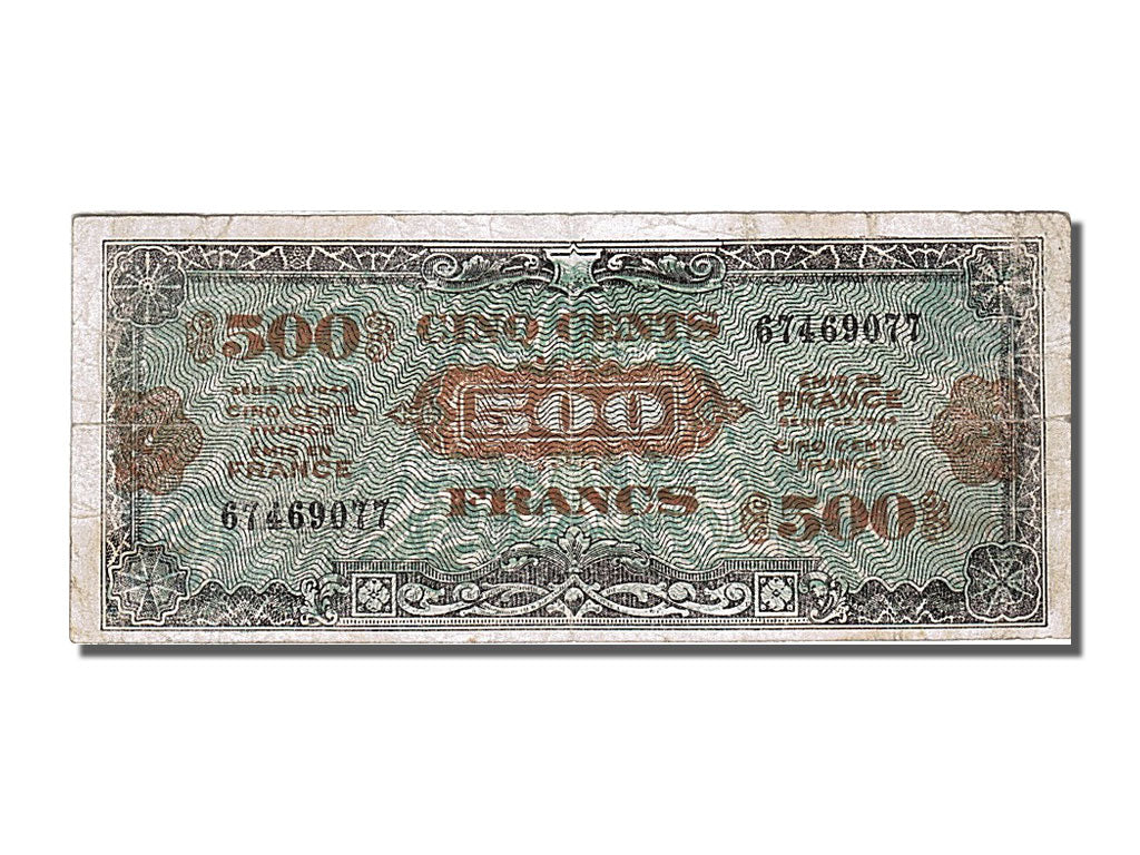 Francia, 500 Francs, 1944 Flag/France, 1944, KM:119a, 1944-06-01, MB+, Fayett...