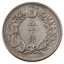 JAPAN, 50 Sen, 1906, KM #31, AU(55-58), Silver, 10.09