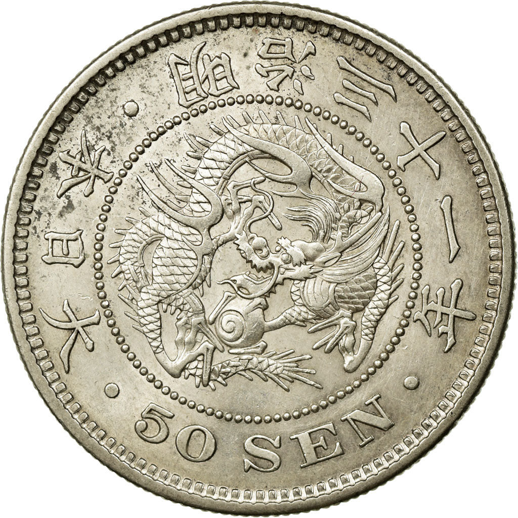 Coin, Japan, Mutsuhito, 50 Sen, 1898, AU(55-58), Silver, KM:25