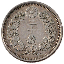 JAPAN, 20 Sen, 1876, KM #24, AU(50-53), Silver, 23.5, 5.26