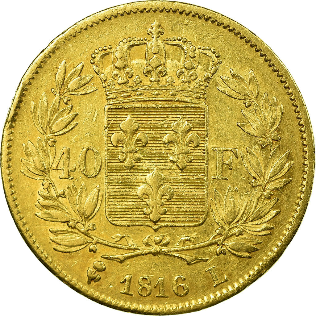 Coin, France, Louis XVIII, Louis XVIII, 40 Francs, 1816, Bayonne, AU(50-53)