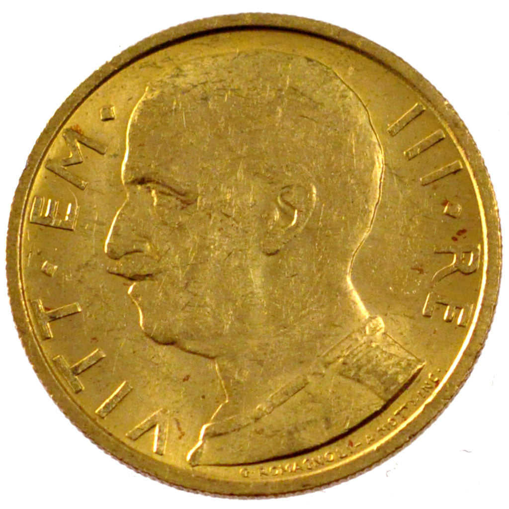 ITALY, 50 Lire, 1932, Rome, KM #71, AU(55-58), Gold, 4.40