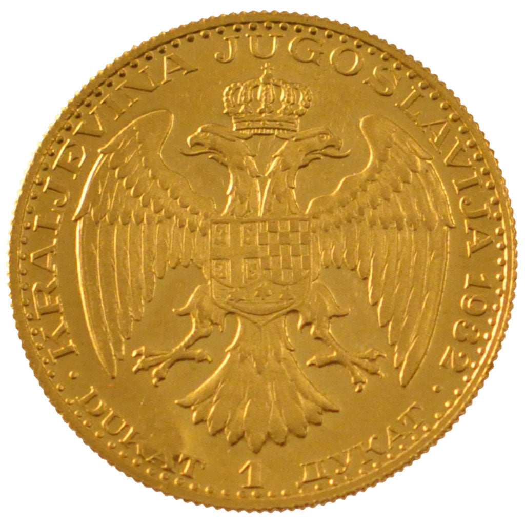 YUGOSLAVIA, Dukat, 1932, Belgrade, KM #12.2, MS(60-62), Gold, 3.49