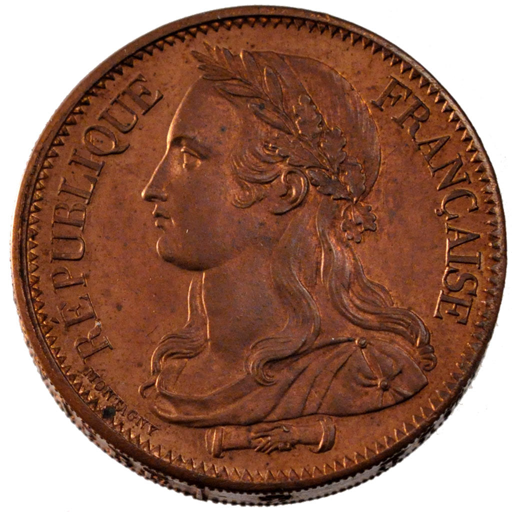 FRANCE, 10 Centimes, 1848, MS(60-62), Copper, Gadoury #233P, 37.29
