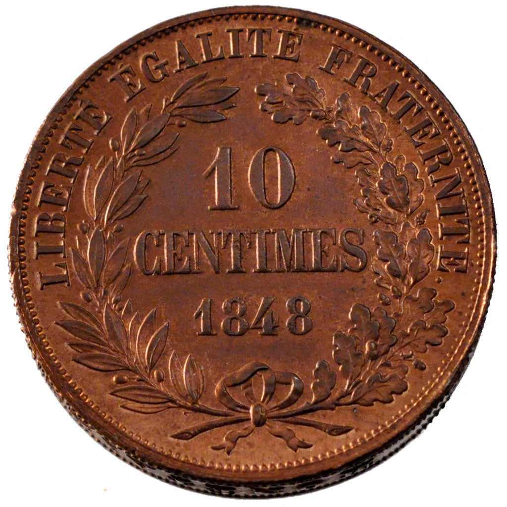 FRANCE, 10 Centimes, 1848, MS(60-62), Copper, Gadoury #239AP, 40.66