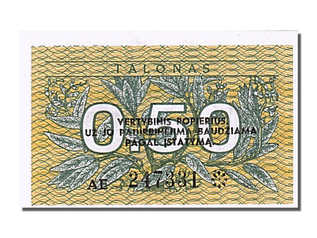 Banknote, Lithuania, 0.50 Talonas, 1991, UNC(65-70)